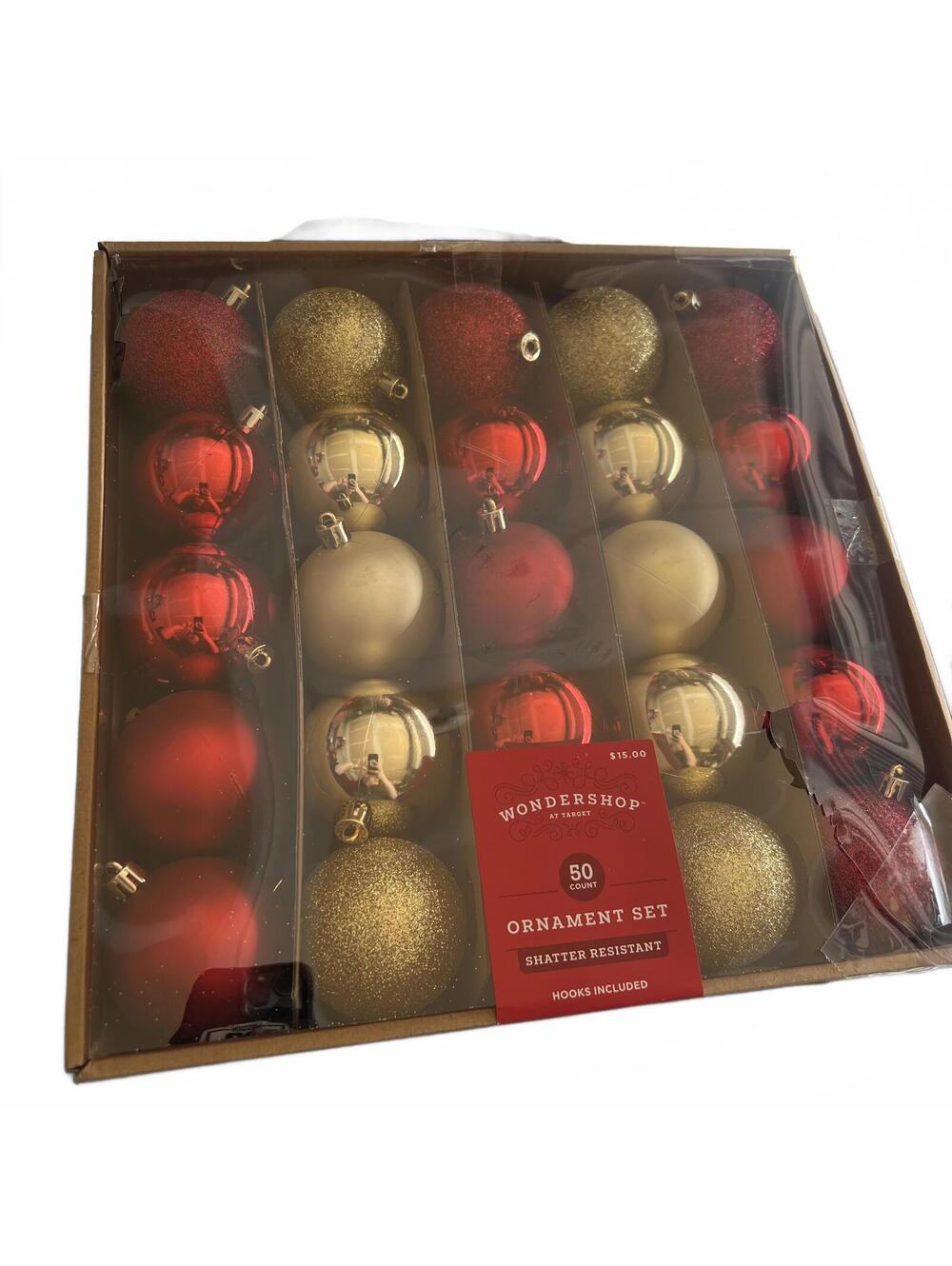 Wondershop 50-Count Shatter Resistant Christmas Ornament Set
